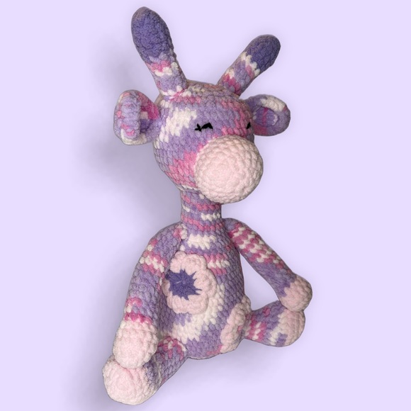 Handmade Crochet Flower Giraffe Plushie Large Handcrafted Stuffed Animal - Picture 3 of 9